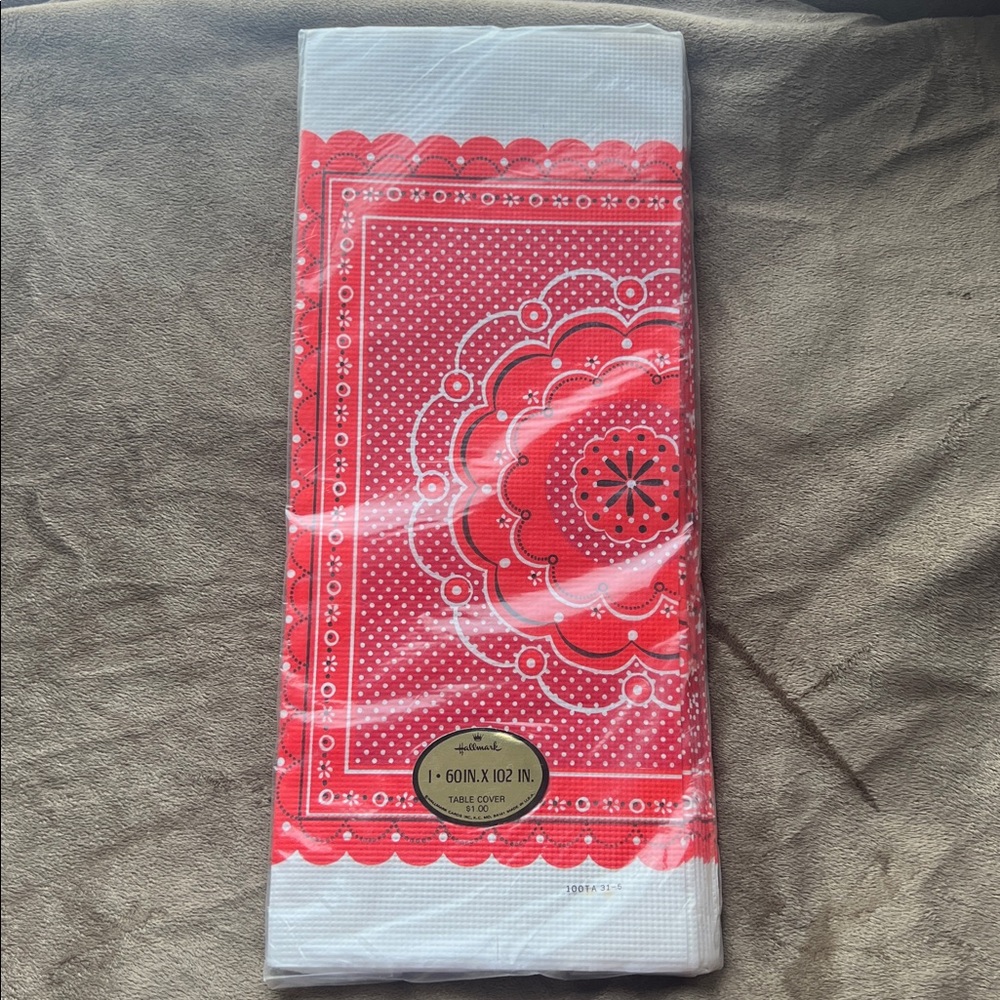 Hallmark Table Cover Vintage Mod Paper Tablecloth bandana print
